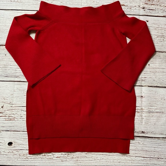 Anthropologie Elise Ribbed Off the Shoulder Tunic Sweater Red Sz M - Picture 14 of 16